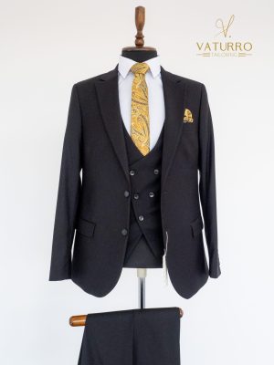 Costum barbati slim fit 3 piese NEGRU