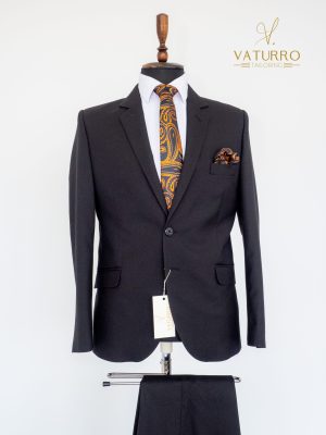 Costum barbati slim fit negru texturat