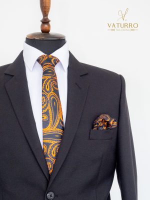 Costum barbati slim fit negru texturat