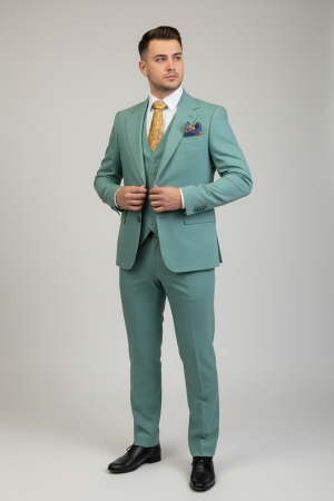 Costum bărbați slim fit, VERDE MENTA